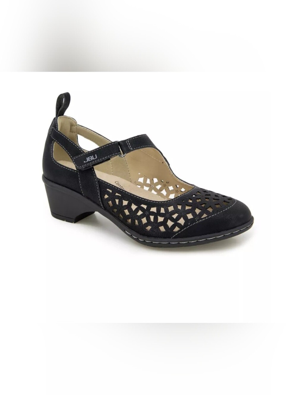 JBU JOLENE Laser-Cut Mary Jane Heel Black 11 Wide